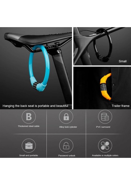 Mavi Stil 4 Haneli Şifre Bisiklet Kod Kilidi Dağ Bisikleti Taşınabilir Güvenlik Hırsızlığa Karşı Kablo Kilidi Çelik Tel Kilit Bisiklet Güvenlik Parçaları (Yurt Dışından) fırsatları