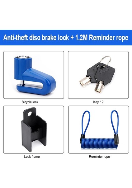 Kilit ve Ip-Mavi Tarzı Bisiklet Tekerlekleri Soyunma Bisiklet Disk Fren Kilidi Hırsızlığa Karşı Kaybedilen Çelik Scooter Tel Kilidi Hatırlatma Kablosu Motosiklet Aksesuarları (Yurt Dışından)