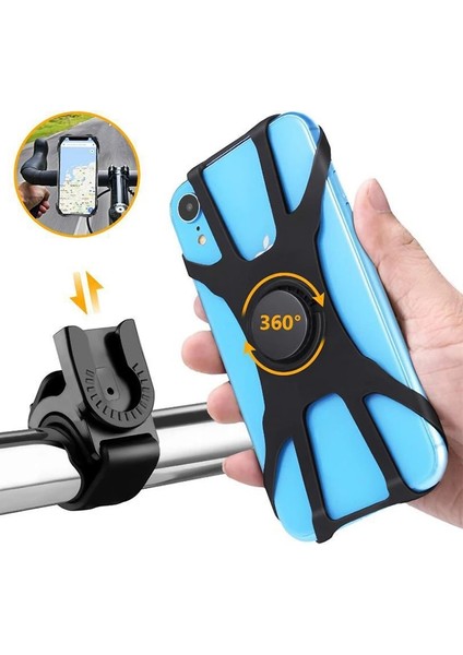 05 Silika Jel Stili Evrensel Alüminyum Alaşımlı Bisiklet Bisiklet Telefon Tutucu Rafları Motosiklet Gidon Dağı Kaymaz Moblie Bisiklet Için Cep Telefonu Klipsi (Yurt Dışından)