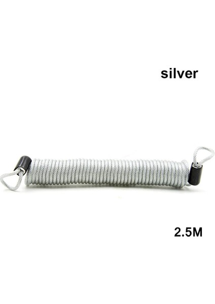 2.5m-Gümüş Tarzı 1 Adet 1m.5m.5m Bisiklet Yaylı Kablo Kilidi Hırsızlığa Karşı Halat Alarm Disk Kilidi Bisiklet Güvenlik Hatırlatma Motosiklet Hırsızlık Koruması (Yurt Dışından)
