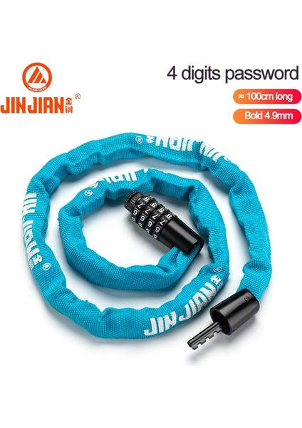 T609BL Stili Jın Jıan Bisiklet Kilidi Güvenlik Hırsızlığa Karşı Açık Şifre Kodu Mtb Bisiklet Güvenlik Zincir Kilidi Güvenlik Motosiklet Aksesuarları (Yurt Dışından)