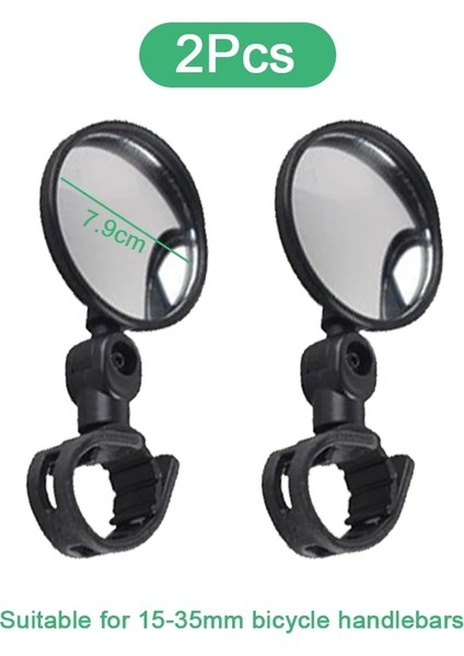 Çap 7.9cm 2pc Stili Bisiklet Dikiz Aynası Yan Bisiklet Ayarlanabilir Döndür Dışbükey Geniş Açı Mtb Yol Gidon Bisiklet Sürme Ekipmanları (Yurt Dışından)
