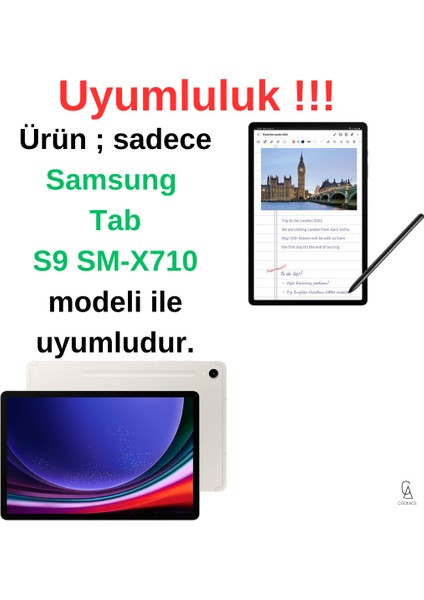 Samsung Galaxy Tab S9 SM-X710 ile Uyumlu Kırılmaz Tablet Temperli Cam Ekran Koruyucu