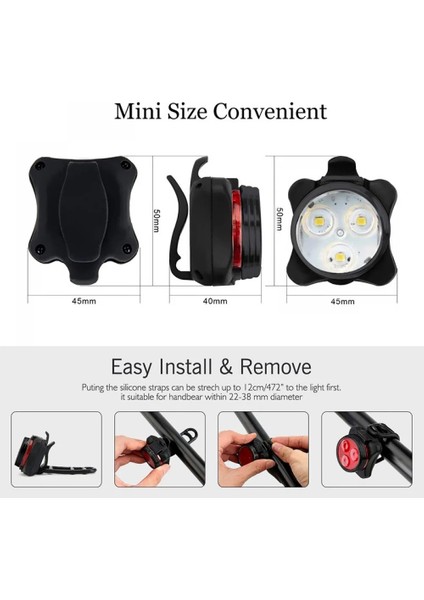 Kırmızı Stil Et LED Bisiklet Işık 800LM Şarj Edilebilir Ön ve Arka Bisiklet Işık Seti 650MAH Lityum Pil 4 Işık Modu Seçenekleri (Yurt Dışından) fırsatları