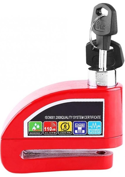 Kırmızı Stil Motosiklet Scooter Bisiklet Hırsızlığa Karşı Disk Fren Kilidi Güvenlik Alarm Sistemi E-Bisiklet Bisiklet Alarm Disk Fren Kilidi Bisiklet Parçaları (Yurt Dışından)