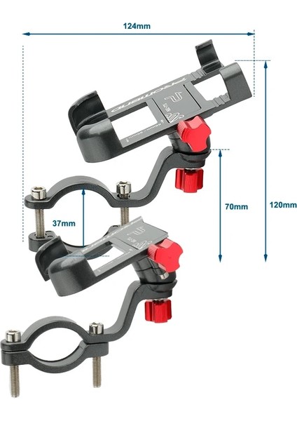 SJJ-299B Titanyum Stili Alüminyum Alaşımlı Bisiklet Telefon Tutacağı Kaymaz Yol Bisikleti Cep Telefonu Braketi Rafı Mtb Gps Standı Gidonkök Montajı (Yurt Dışından)