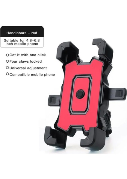 Kırmızı Bir Stil Bisiklet Telefon Tutucu Reçine Evrensel Döndür Motosiklet Bisiklet Gidon Standı Montaj Braketi Dağ Yolu Mtb Bisiklet Aksesuarları (Yurt Dışından)