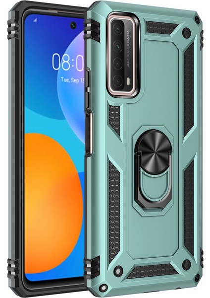Huawei P Smart 2021 Kılıf Sofya Yüzüklü Silikon Kapak - Yeşil 300099