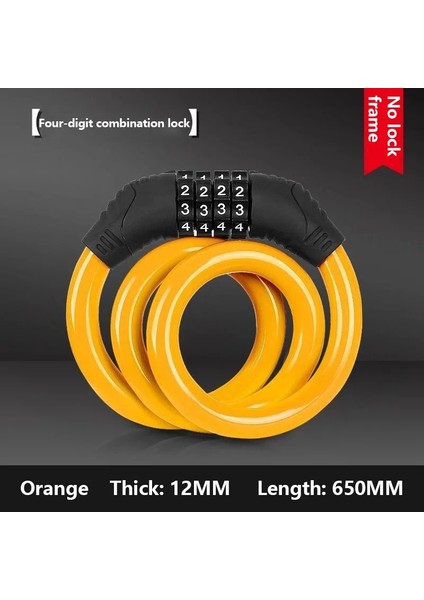 Sarı Stil Bisiklet Kilidi 4 Haneli Kod KOMBINASYONU12MM Çelik Hırsızlığa Karşı Güçlü Güvenlik Braketi Zincir Kilidi Bisiklet Aksesuarları (Yurt Dışından) fiyatları