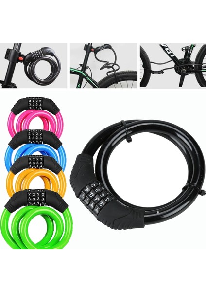 Sarı Stil Bisiklet Kilidi 4 Haneli Kod KOMBINASYONU12MM Çelik Hırsızlığa Karşı Güçlü Güvenlik Braketi Zincir Kilidi Bisiklet Aksesuarları (Yurt Dışından) fırsatları