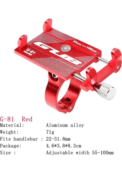 G81 Kırmızı Stil Gub Alüminyum Bisiklet Telefon Tutucu Ayarlanabilir Bisiklet Tutucu 3.5 Ila 7 Ione 360 ​​° Dönebilen Scooter Motosiklet Montaj Desteği (Yurt Dışından)