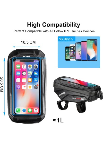 Bagx1-Redlogo Stili Su Geçirmez Bisiklet Cep Telefonu Tutucu Çanta Motosiklet Bisiklet Gidon Standı Cep Telefonu Desteği Tutucu Bisiklet Aksesuarları (Yurt Dışından)