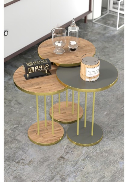 Zigon Sehpa Terra Gold Ceviz Antrasit