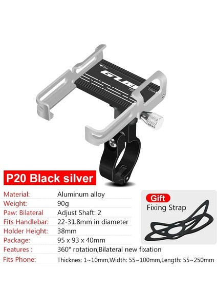P20 Siyah Gümüş Stili Gub Alüminyum Bisiklet Telefon Tutucu 3.5 "ila 7.5" Telefon Bisiklet Standı Scooter Motosiklet Montaj Desteği Gidon cl (Yurt Dışından)
