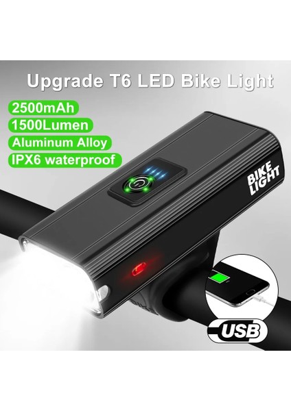 Yeni T6 Set A Stili T6 LED Bisiklet Işık Ön 1500 Lümen USB Şarj Edilebilir Fener Mtb Yol Dağ Bisikleti Lambası Bisiklet El Feneri Bisiklet Aksesuarları (Yurt Dışından)