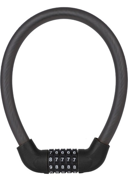 Siyah 17,2X570MM Stili Evrensel 5 Haneli Kod Mtb Bisiklet Güvenlik Şifreli Kilitler Motosiklet Scooter Hırsızlığa Karşı Çelik Bisiklet Bisiklet Tel Güvenlik Kilidi (Yurt Dışından)