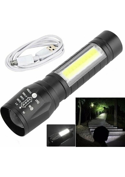 B Tarzı Stil USB Şarj Edilebilir El Feneri Güçlü Işık Yakınlaştırma Vurgulama Taktik El Feneri Meşaleler Dış Mekan Taşınabilir Aydınlatma LED Gece Işıkları (Yurt Dışından)