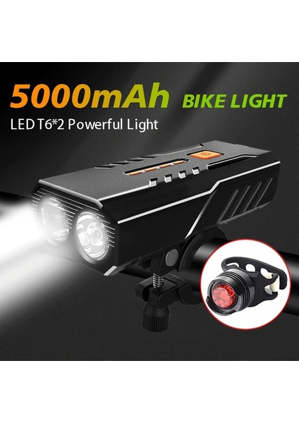 5000 Mah Set1 Stili Ah Bisiklet Işık Ön Set Far Fener Bisiklet El Feneri Şarj Edilebilir Lamba Koşu LED USB Bisiklet Işıkları Aydınlatma (Yurt Dışından)