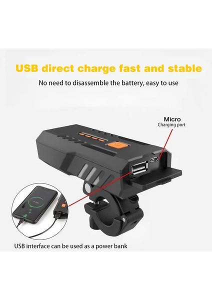 5000 Mah Set1 Stili Ah Bisiklet Işık Ön Set Far Fener Bisiklet El Feneri Şarj Edilebilir Lamba Koşu LED USB Bisiklet Işıkları Aydınlatma (Yurt Dışından)