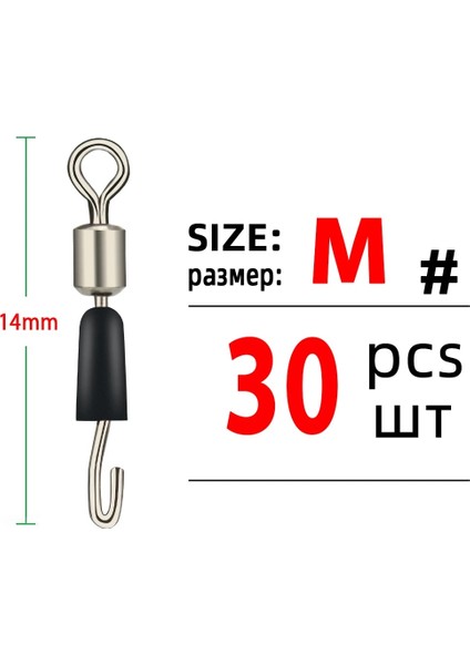 Boyut M 30PCS Tarzı Dndyuju Pcslot Balıkçılık Rulman Fırdöndüler Yapış Bilyalı Rulman Döner Katı Yüzükler Balıkçılık Konnektörü Okyanus Tekne Balıkçılık Kancası (Yurt Dışından)