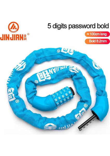 T601-BL Stili Jın Jıan Bisiklet Kilidi Güvenlik Hırsızlığa Karşı Açık Şifre Kodu Mtb Bisiklet Güvenlik Zincir Kilidi Güvenlik Motosiklet Aksesuarları (Yurt Dışından)