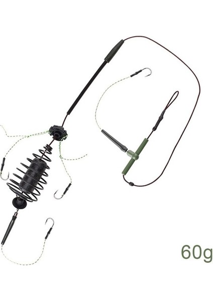 60G Tarzı Sazan Balıkçılık Yem Kafes Hattı Grup Besleyici Platin Dize Kanca Balık Yemi Sepeti G Yüksek Karbonlu Çelik Batan Yapay Cazibesi (Yurt Dışından)