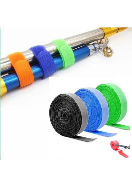 3m Kırmızı Velcro Stili 1 Rulo Olta Kravat Tutucu Askı Jartiyer Raptiye Kanca Döngü Bağları Olta Çemberleme Velcro Açık Balıkçılık Gadget'ı (Yurt Dışından)