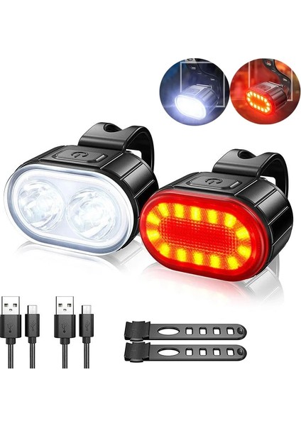 2 Parça Takım Elbise-B Tarzı 2 Adet LED Bisiklet Işık Bisiklet Ön Arka Işıklar USB Şarj Far Bisiklet Arka Lambası Bisiklet Fener Bisiklet Aksesuarları Lambaları (Yurt Dışından) fiyatları