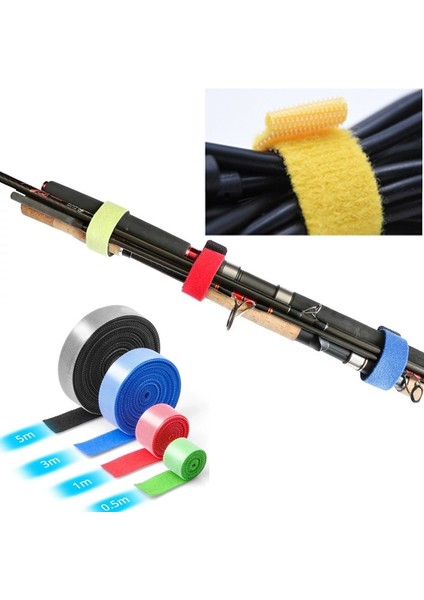 3m Siyah Velcro Stili 1 Rulo Olta Kravat Tutucu Askı Jartiyer Raptiye Kanca Döngü Bağları Olta Çemberleme Velcro Açık Balıkçılık Gadget'ı (Yurt Dışından)