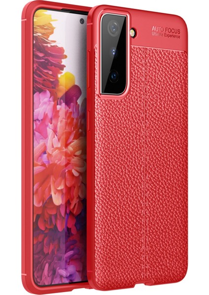 Samsung Galaxy S21 Plus Kılıf Focus Derili Silikon - Kırmızı 300099