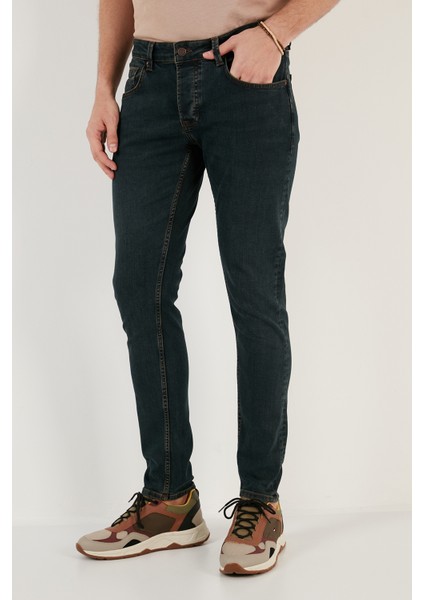 Pamuklu Normal Bel Slim Fit Dar Paça Jeans Erkek Kot Pantolon 1130J49NAPOLI