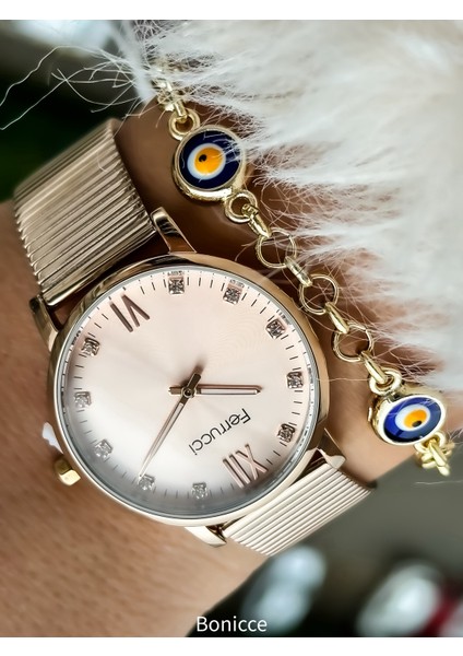 New Collection Rose Renk Bayan Kol Saati+Bileklik Hediyeli fiyatları