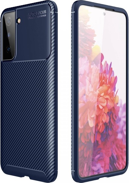 Samsung Galaxy S21 Plus Kılıf Focus Karbon Silikon - Lacivert 300099