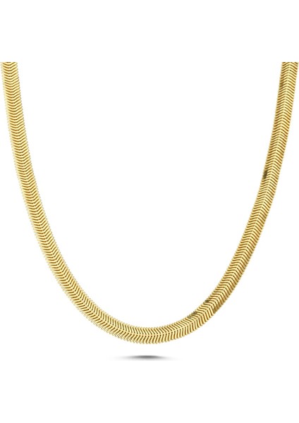 14 Ayar Altın Italyan Balık Sırtı Zincir Kolye 3,5 mm Kalınlık