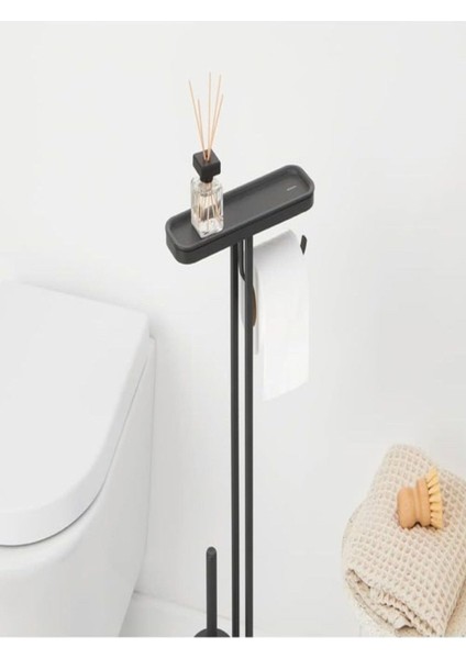 Standlı Organizer Ayaklı Tuvalet Kağıtlık + Tuvalet Fırçası Mindset Mineral Koyu Gri Bkmdizayn modelleri