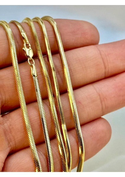 14 Ayar Altın Italyan Balık Sırtı Zincir Kolye 2,5 mm Kalınlık modelleri