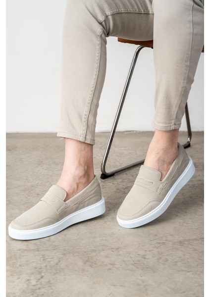 317 Bej Renk Beyaz Tabanlı Erkek Günlük Ayakkabı
