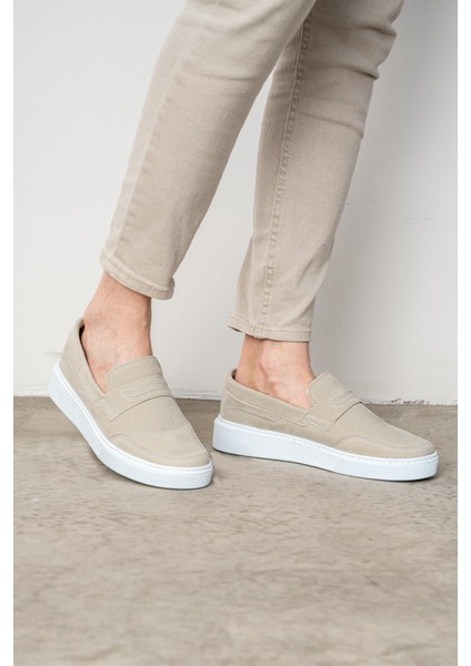 317 Bej Renk Beyaz Tabanlı Erkek Günlük Ayakkabı modelleri