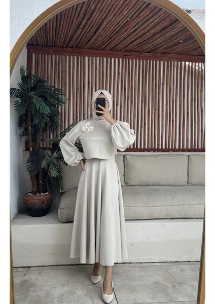 Omzu Çiçek Detaylı Tesettür Takım fiyatları