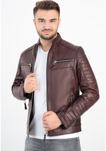 DER109 Deri Erkek Bordo Mont