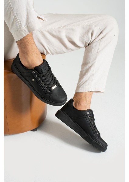333 Siyah Renk Siyah Tabanlı Erkek Günlük Ayakkabı