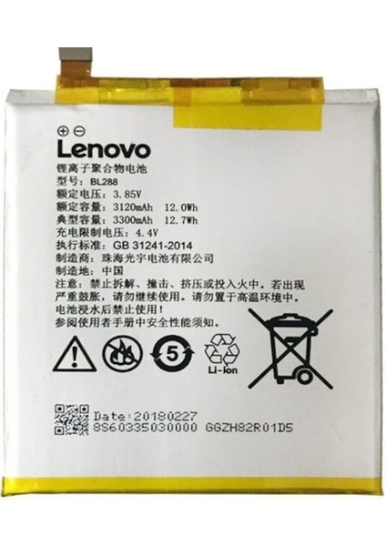 Lenovo Zuk Z5 Pil Batarya BL288