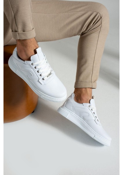 345 Beyaz Renk Beyaz Tabanlı Erkek Günlük Ayakkabı