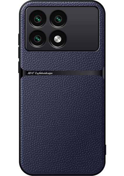 Poco X6 Pro Liçi Deseni Araba Manyetik Emme Pu Cep Telefonu Kılıfı (Yurt Dışından)