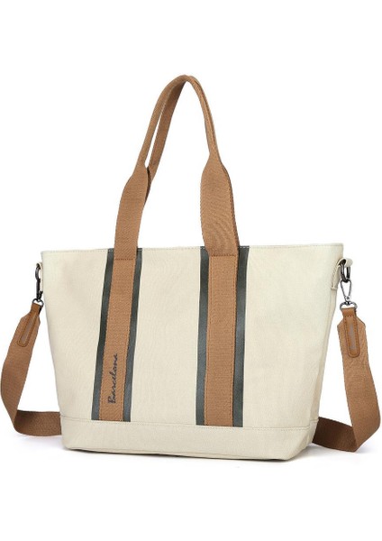 BARCELONA 21K Barcelona Dev Boy Exclusive Kanvas Kumaş Kadın Omuz Çantası 1312 - Bej Haki fiyatları