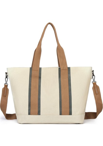 BARCELONA 21K Barcelona Dev Boy Exclusive Kanvas Kumaş Kadın Omuz Çantası 1312 - Bej Haki modelleri