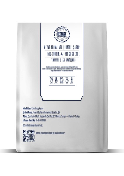 Ethiopia Yirgacheffe Grade 2 - 250 Gr. Filtre Kahve fiyatları