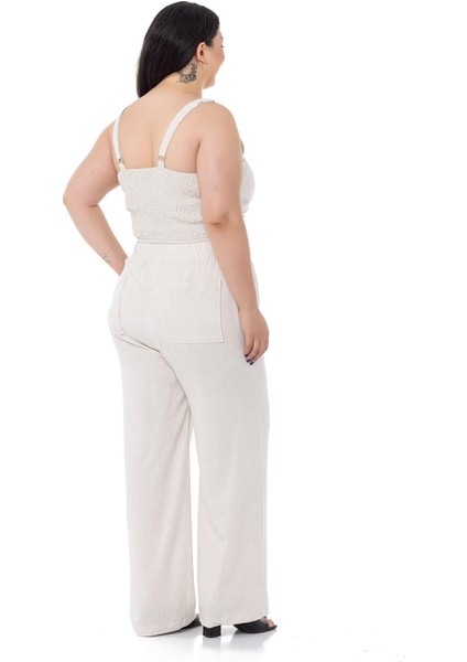 Büyük Beden Büstiyer Pantolon Bej Rengi Ikili Takım modelleri