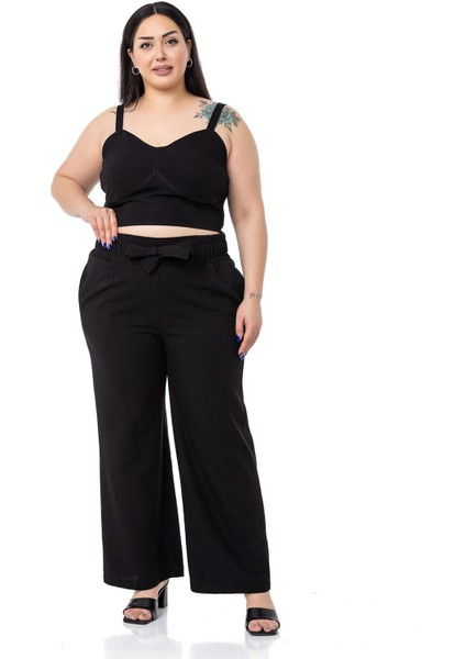Büyük Beden Büstiyer Pantolon Siyah Ikili Takım