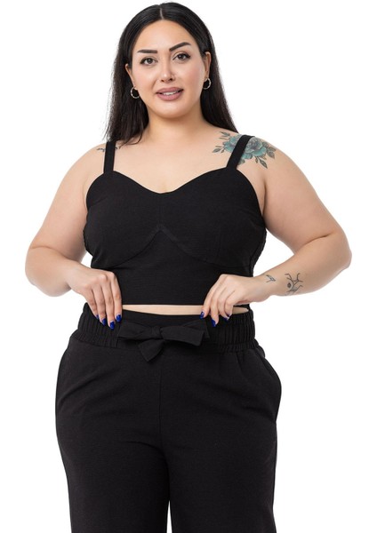 Büyük Beden Büstiyer Pantolon Siyah Ikili Takım fırsatları